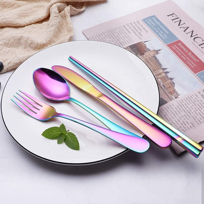 Portable 4-Piece Stainless Steel Travel Cutlery Set
