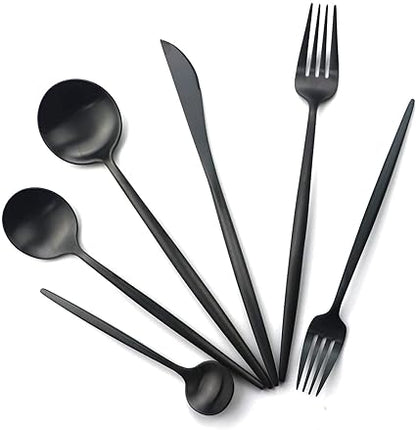Simple 36-Piece Stainless Steel Flatware Set with Matte Finish