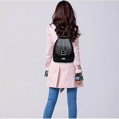 Secure Leather Ladies Backpack - Genuine Soft Sheepskin Rucksack