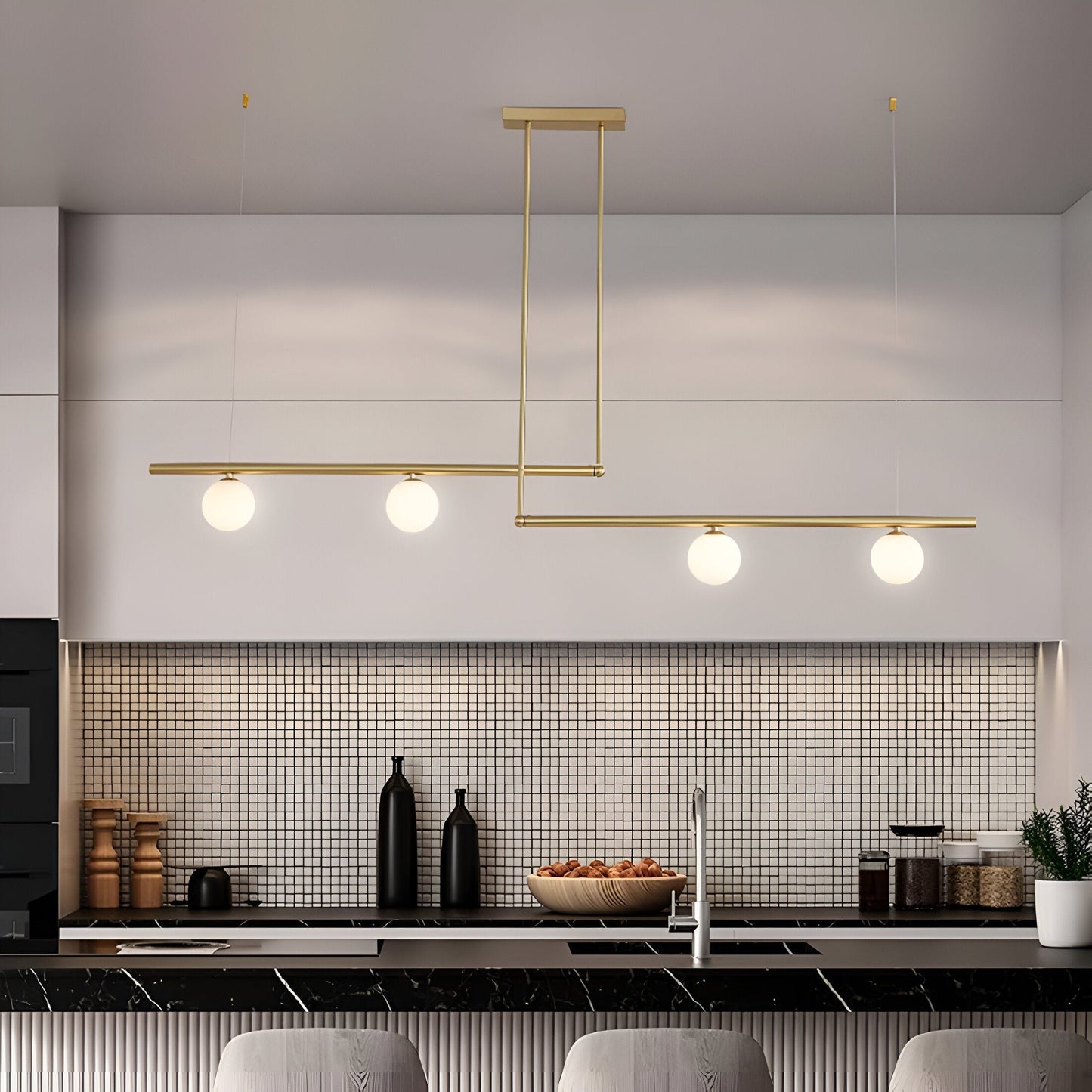 Modern Glass Linear Pendant Light Fixture