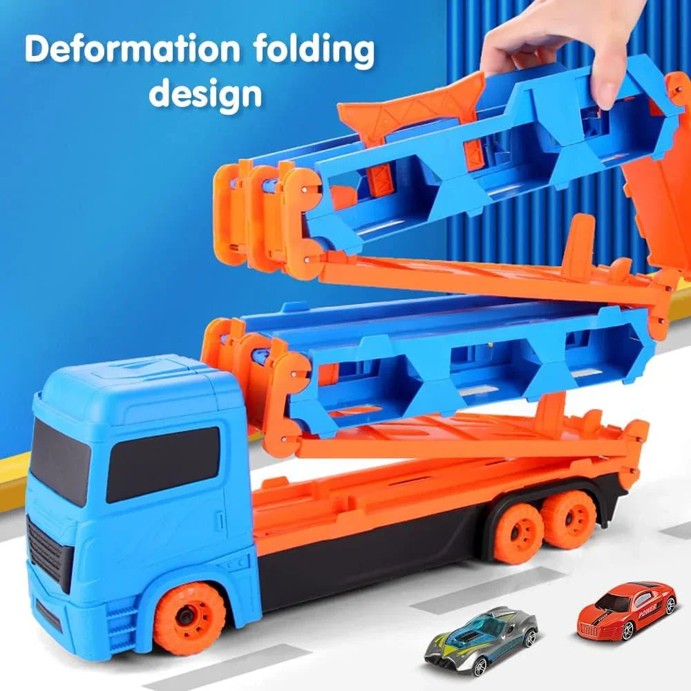 Portable Car Playset with Folding Stunt Track