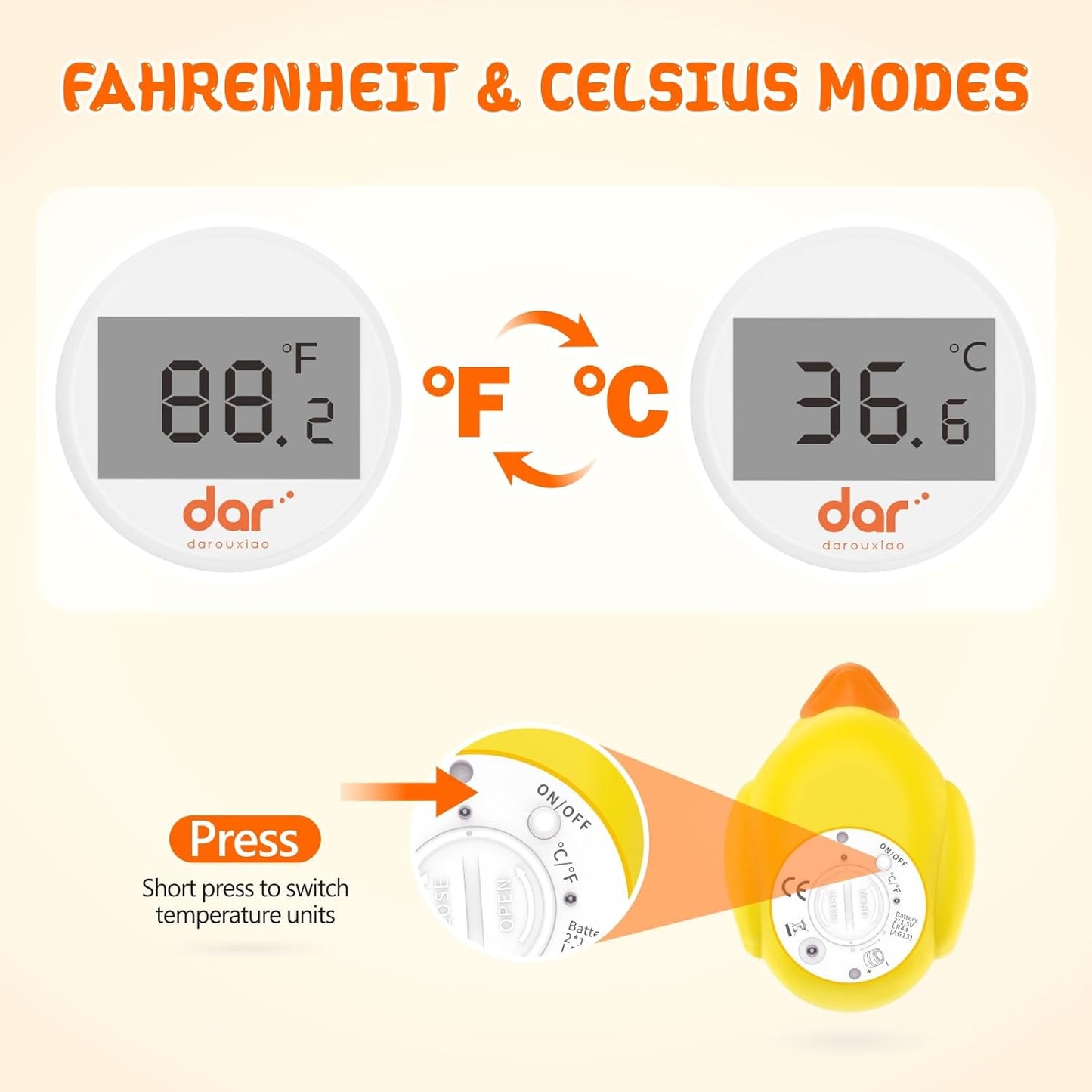 Accurate Baby Bath Digital Thermometer with Color Alert