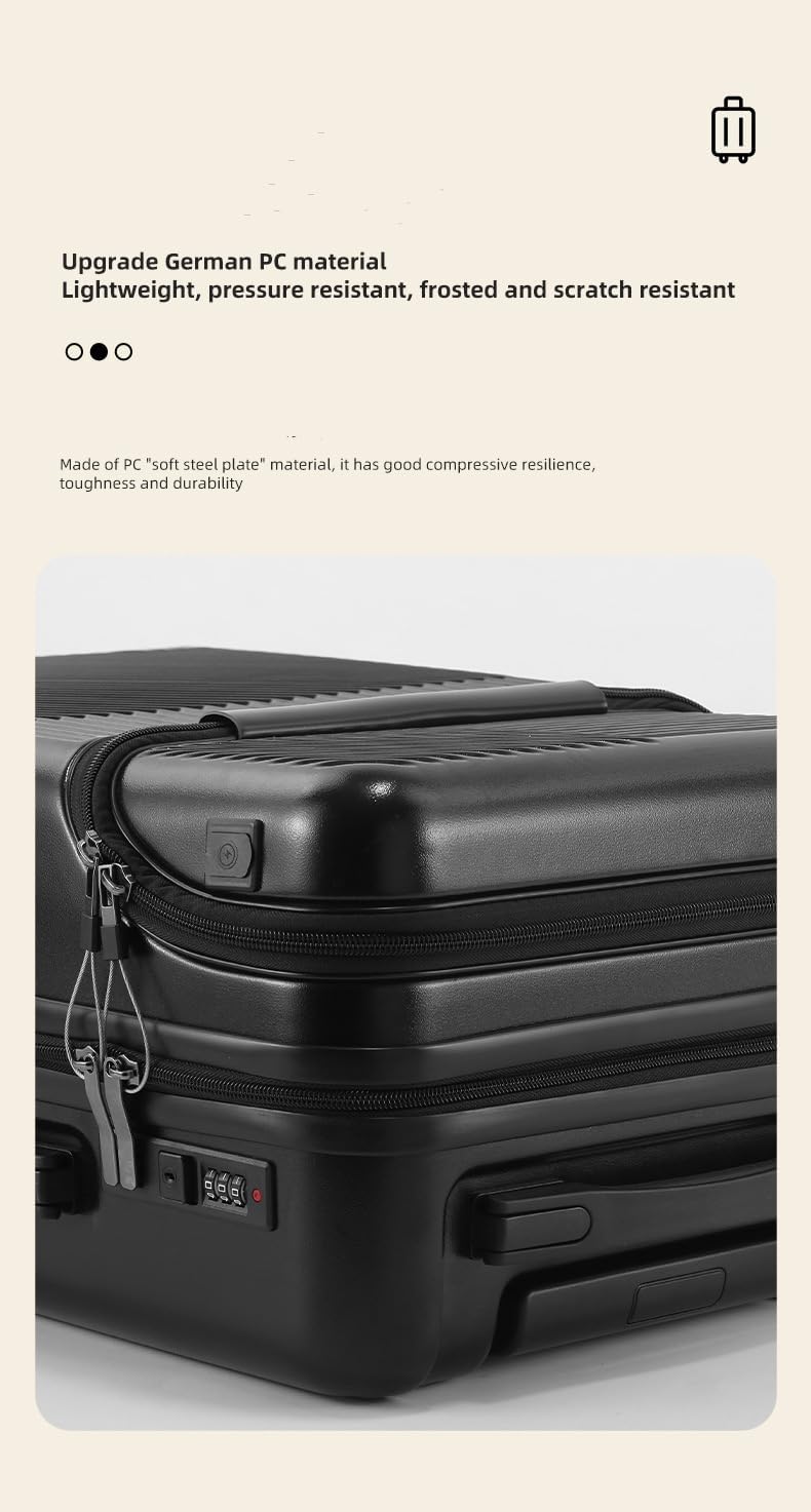 Durable Hardside Carry On Suitcase with USB Charger & Lock