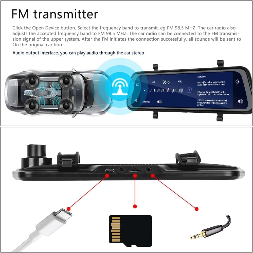 Advanced HD Car Mirror Dash Camera with Wi-Fi Connectivity