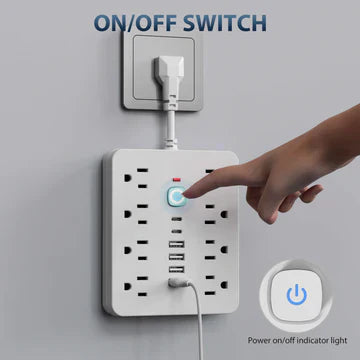 Compact 14-Port Power Strip with Surge Protector
