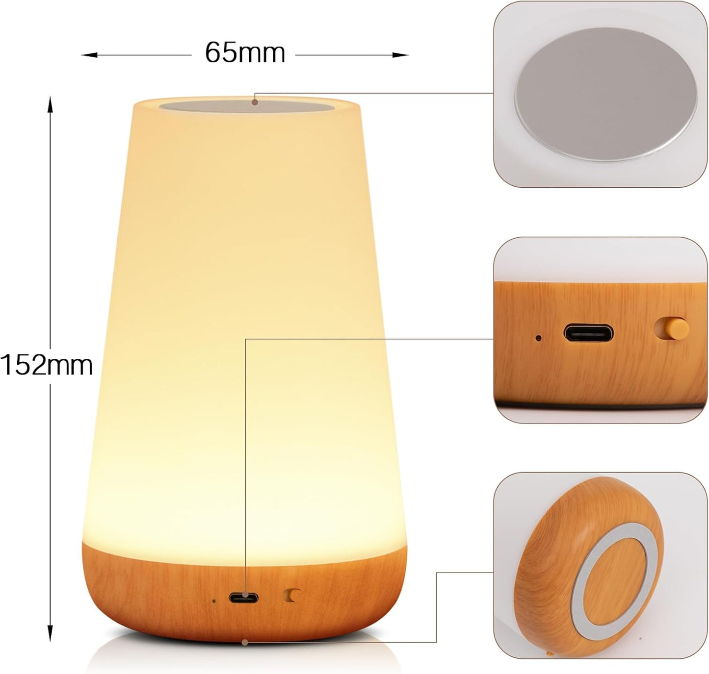 Colorful LED Touch Nightstand Lamp with RGB Colors