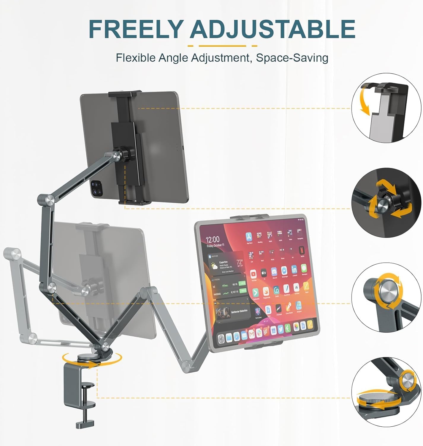 Portable Folding Tablet Holder with 360 Rotation