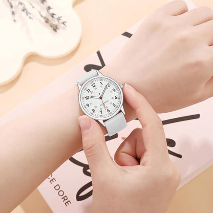 Fashionable Ladies Clip On Watch - Water Resistant Silicone Strap