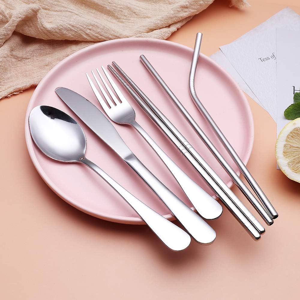 Portable 4-Piece Stainless Steel Travel Cutlery Set