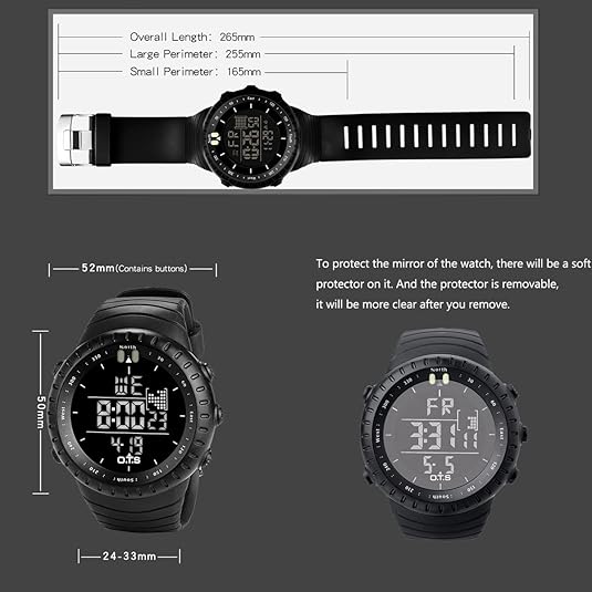 Rugged Men's Water Resistant Sports Watch with LED Light