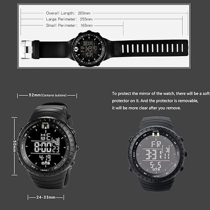 Rugged Men's Water Resistant Sports Watch with LED Light