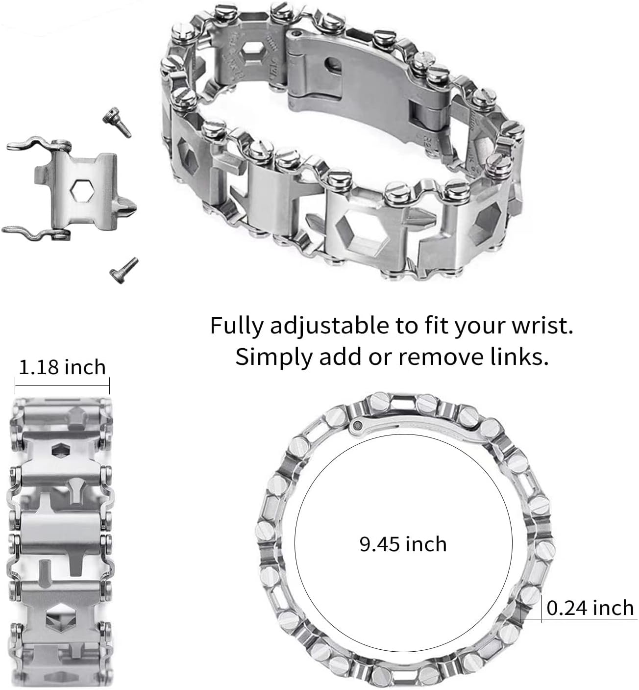 Practical 29-in-1 Metal Survival Tool Watch Band