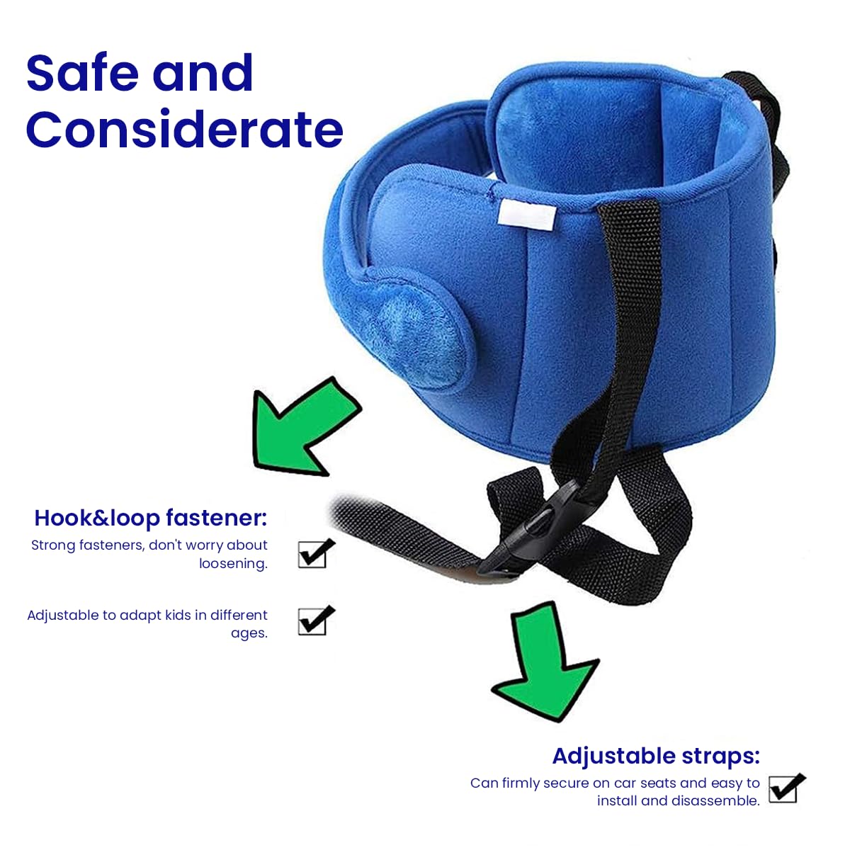 Kids Car Headrest Pillow - Soft Adjustable Travel Cushion