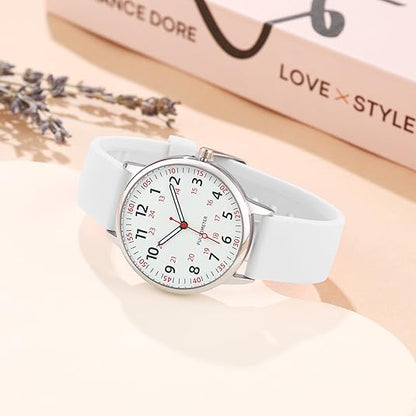 Fashionable Ladies Clip On Watch - Water Resistant Silicone Strap
