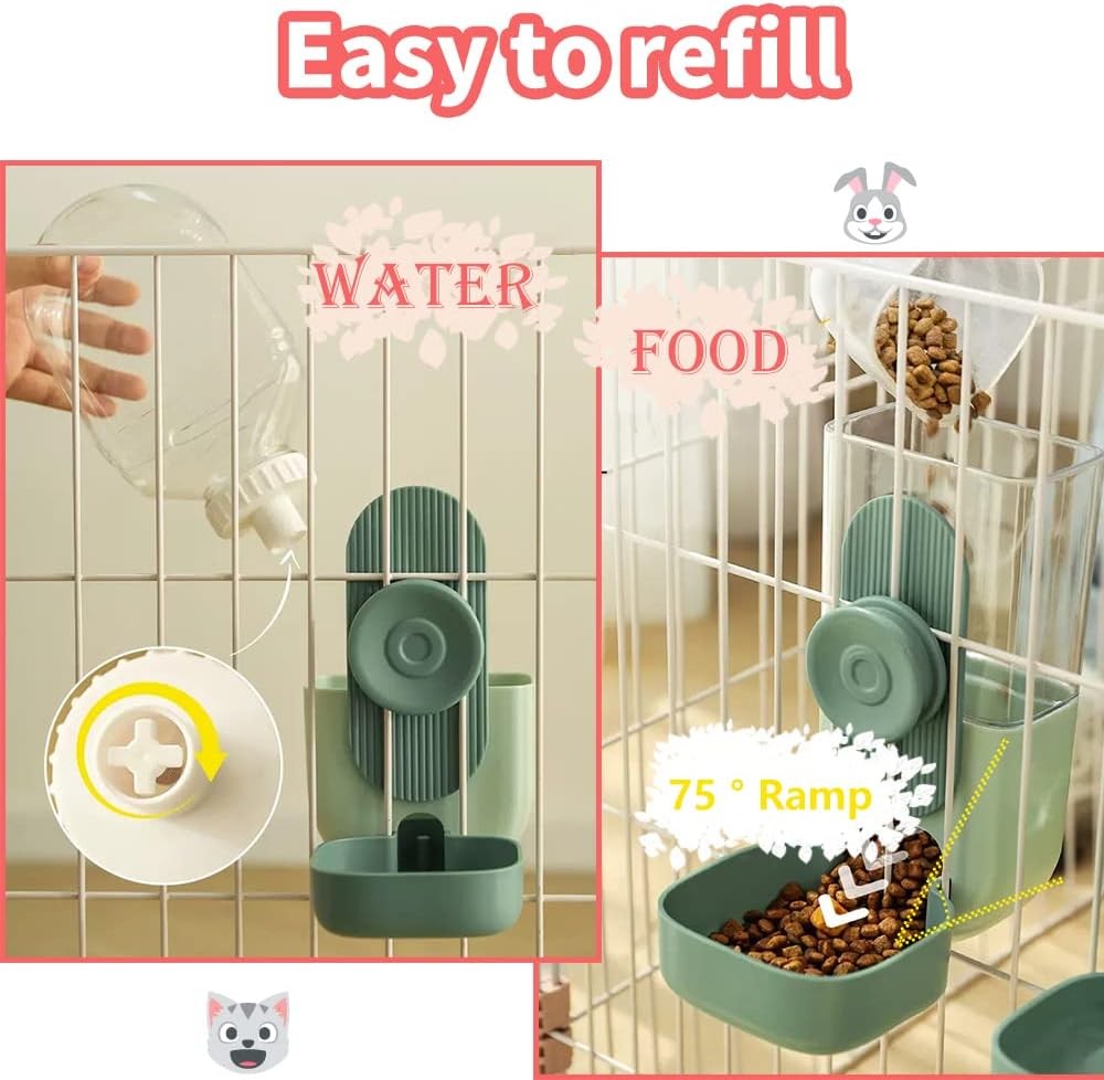 Easy Clean Rabbit Feeder and Water Dispenser Set