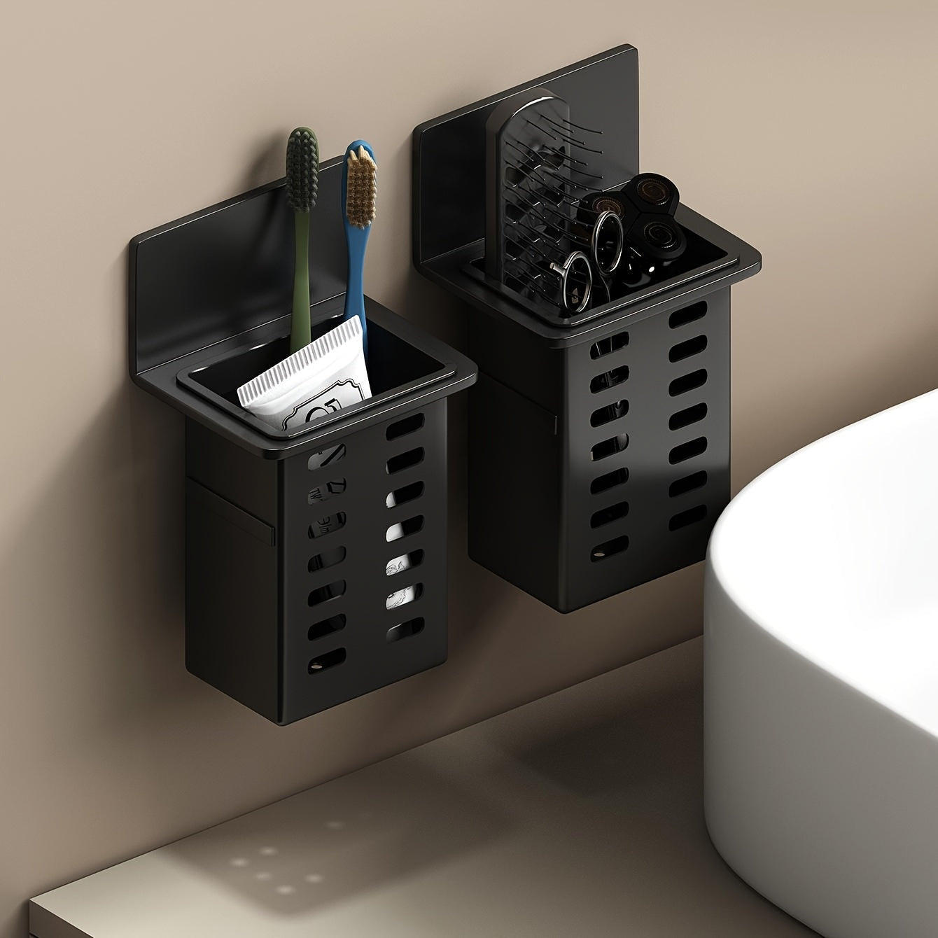 Sleek Wireless Cosmetic Wall Holder