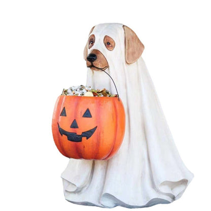 Cute Dog Pumpkin Figurine Outdoor Decor
