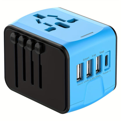Universal Travel Adapter with 4 USB Ports and Type-C – Global Compatibility, Fast Charging Safety Features-2