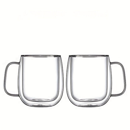 Insulated Double Wall Glass Mug - Clear Borosilicate Coffee Cup