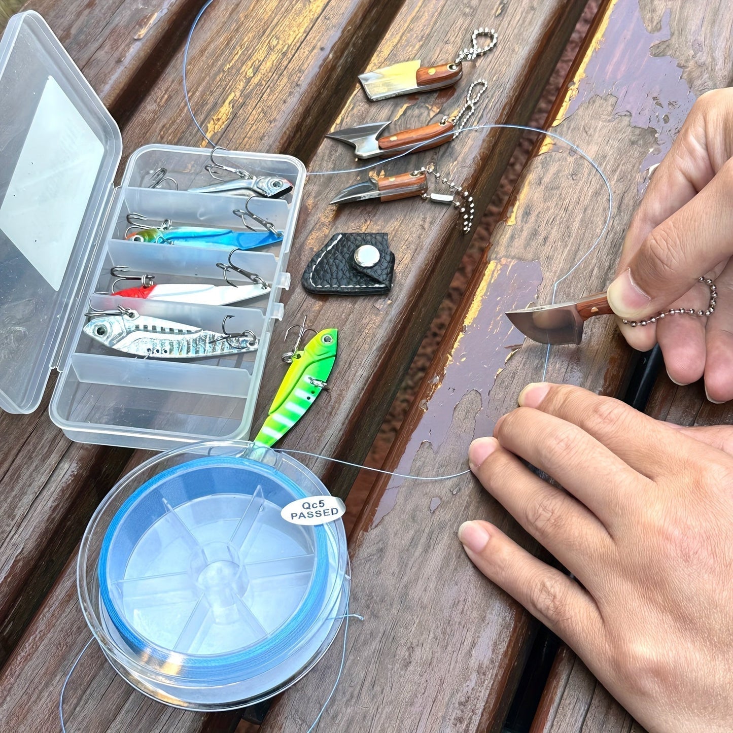 Compact Damascus Steel Knife Set