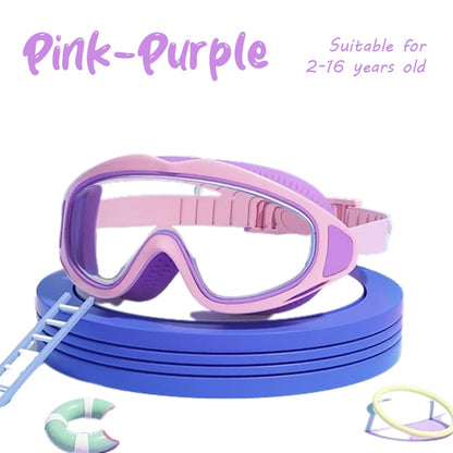 Kids Large Frame Clear Swim Goggles Waterproof Anti Fog