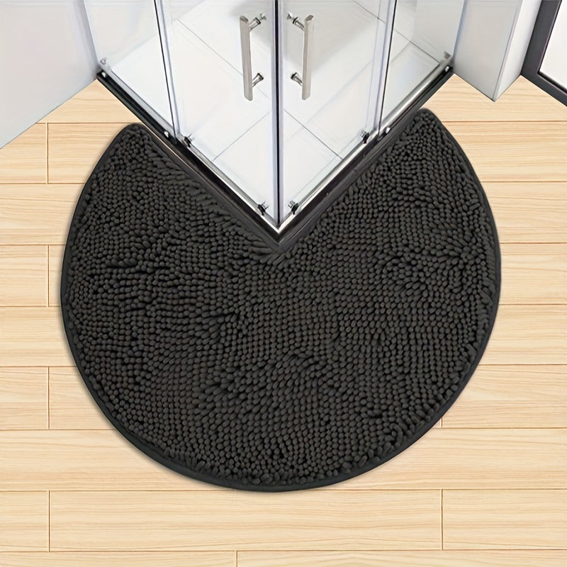 Plush Round Bathroom Mat Ultra Soft Anti Slip Chenille