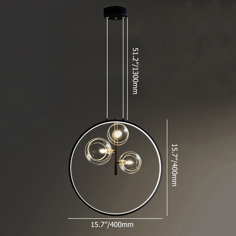 Simple Round Glass Pendant Lamp Black