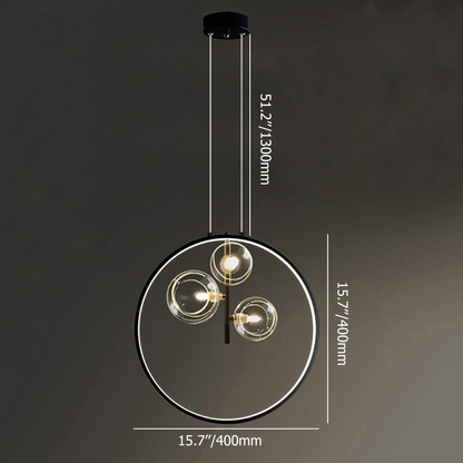 Simple Round Glass Pendant Lamp Black