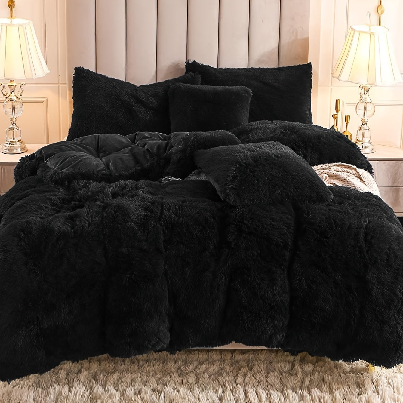 Cozy Fesara Plush Duvet Cover Set with Zipper