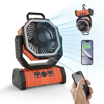 Portable Camping Fan with LED Light and Power Bank