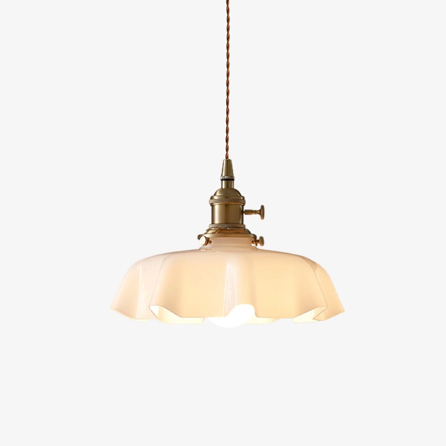 Elegant Ruffled Glass Metal Pendant Lamp - Fesara