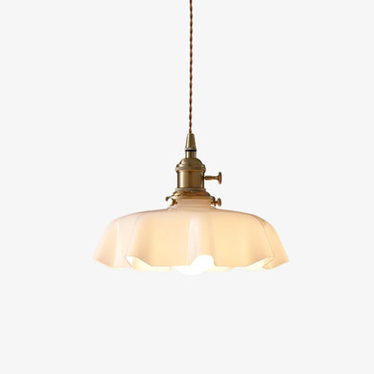 Elegant Ruffled Glass Metal Pendant Lamp - Fesara