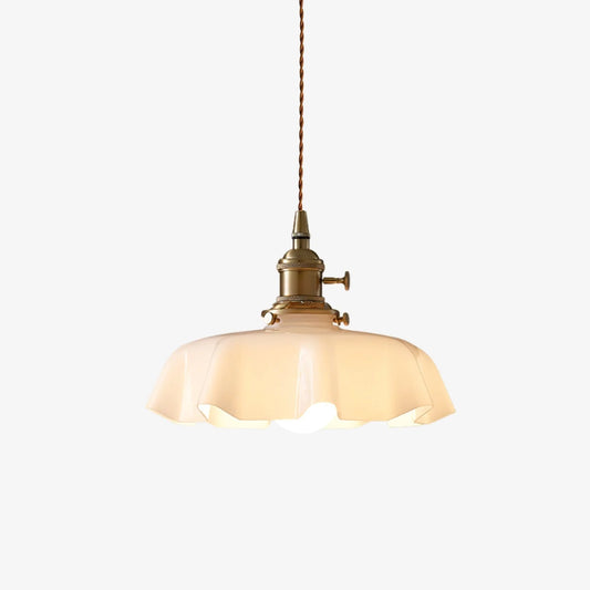Elegant Ruffled Glass Metal Pendant Lamp - Fesara