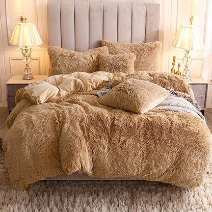 Cozy Fesara Plush Duvet Cover Set with Zipper
