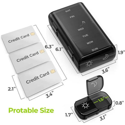 Daily Pill Box - Portable, Extra Large, BPA Free Organizer