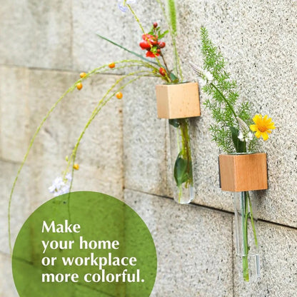 Small Wooden Magnetic Vase Wall Decoration