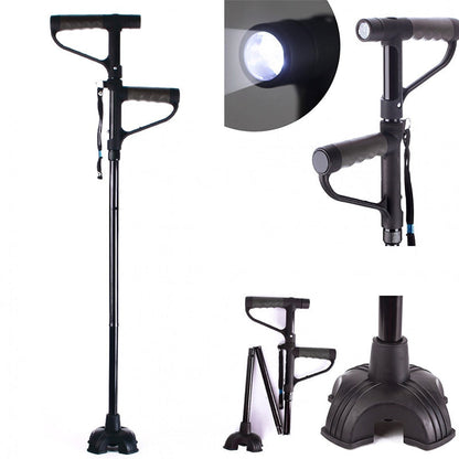 Foldable Walking Cane with LED Light and Grip Handle