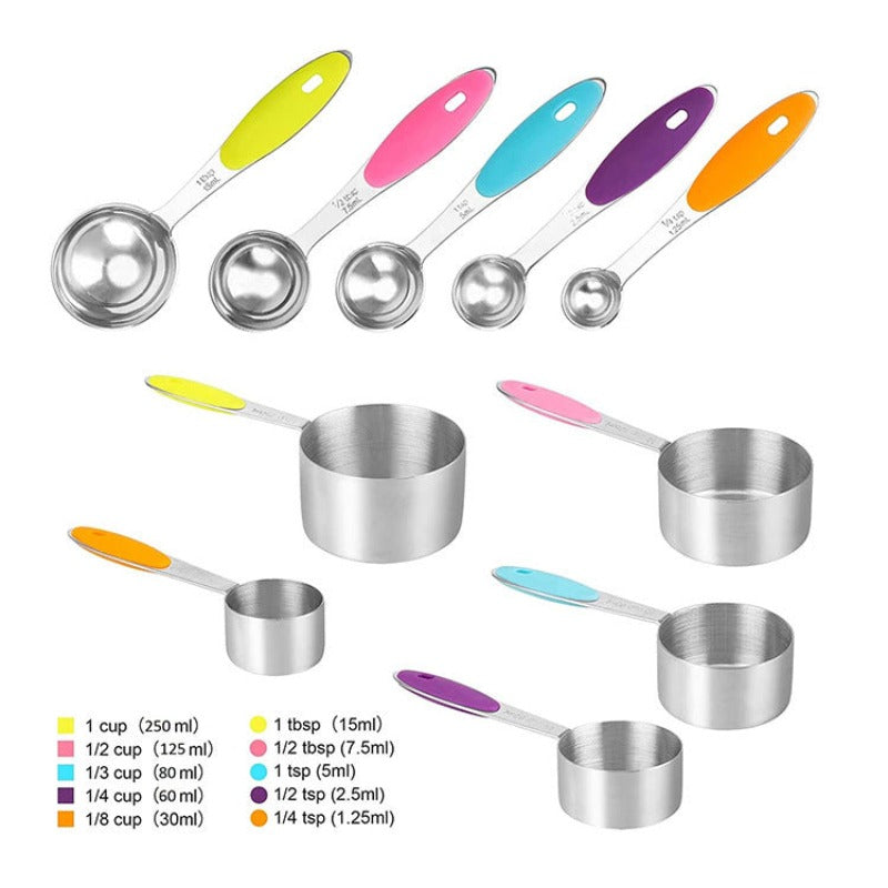 Premium 10pc Stainless Steel Measuring Cup Spoon Set - Fesara