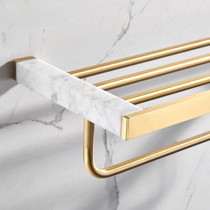 Luxury Marble Bathroom Accessories Set with Shelf