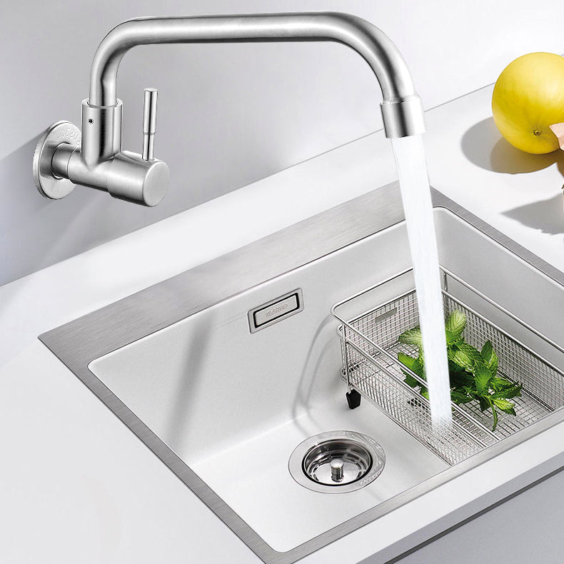Contemporary Wall Mount Kitchen Faucet Stainless Steel Handle - Fesara