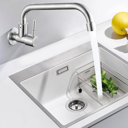Contemporary Wall Mount Kitchen Faucet Stainless Steel Handle - Fesara