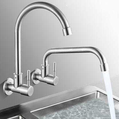 Contemporary Wall Mount Kitchen Faucet Stainless Steel Handle