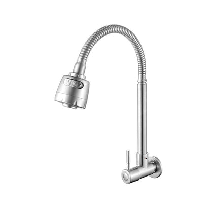 Contemporary Wall Mount Kitchen Faucet Stainless Steel Handle