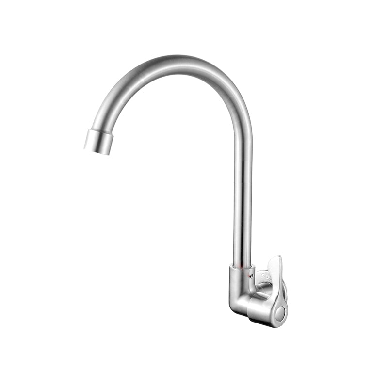 Contemporary Wall Mount Kitchen Faucet Stainless Steel Handle
