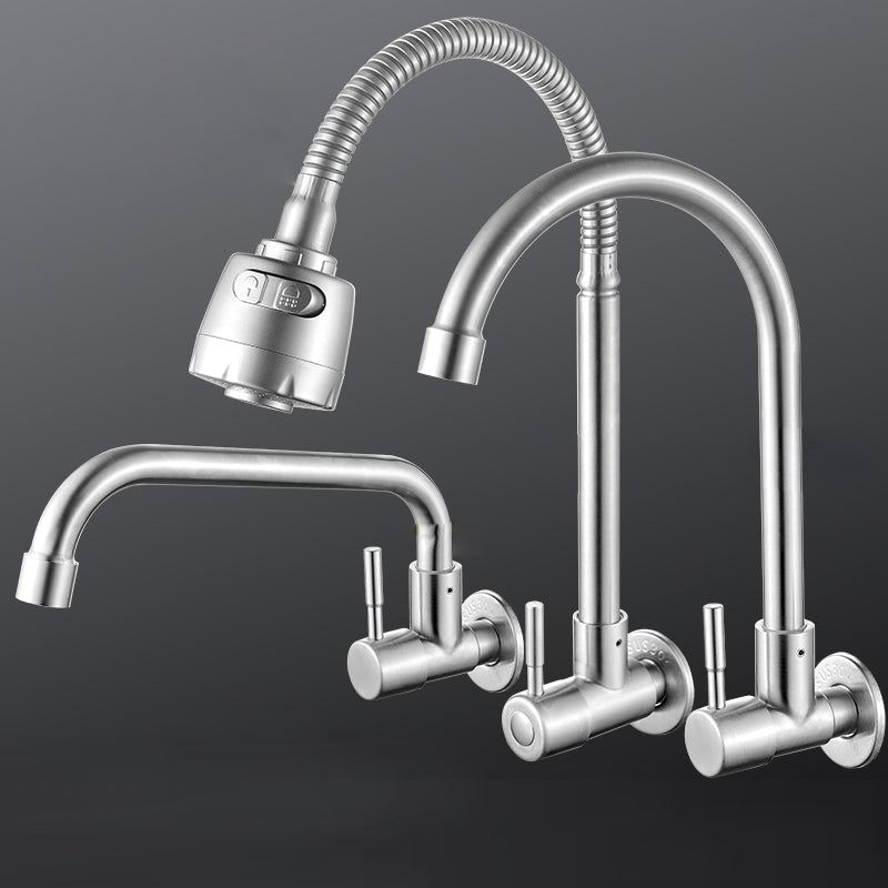 Contemporary Wall Mount Kitchen Faucet Stainless Steel Handle