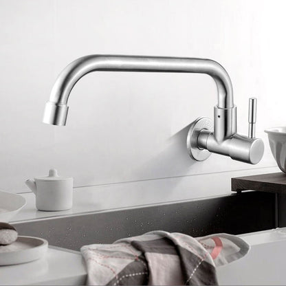 Contemporary Wall Mount Kitchen Faucet Stainless Steel Handle
