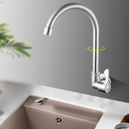 Contemporary Wall Mount Kitchen Faucet Stainless Steel Handle