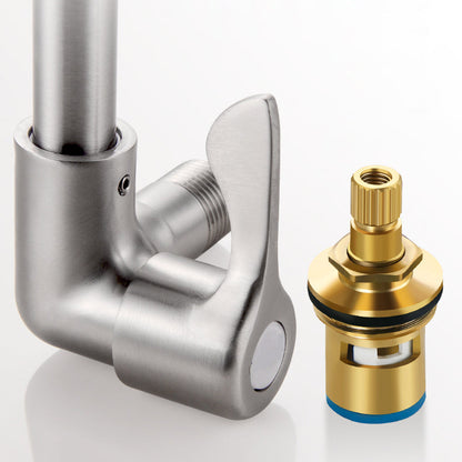 Contemporary Wall Mount Kitchen Faucet Stainless Steel Handle