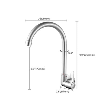 Contemporary Wall Mount Kitchen Faucet Stainless Steel Handle