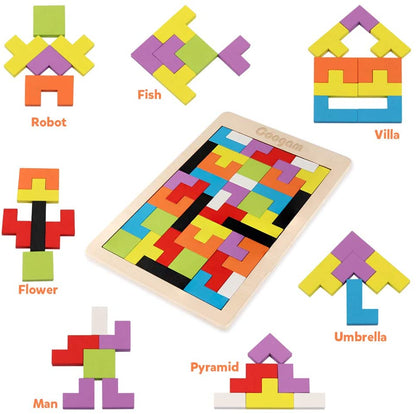 Natural Wooden Building Blocks Set